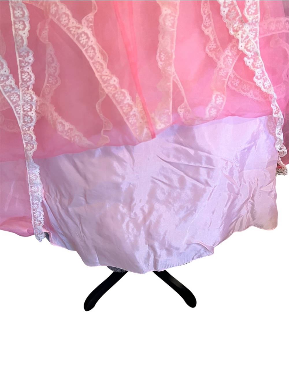 Vintage Y2K Betsey Johnson Evening Pink Sheer Mesh Lace Cupcake Tea Party Dress - Picture 6 of 14